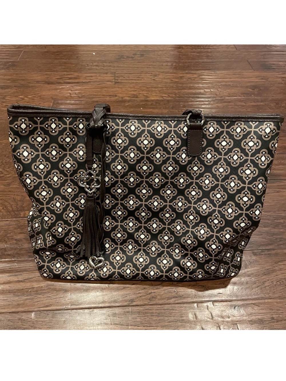 Brighton Brown/Black Large Tote Shoulder Bag with Charm